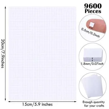 Zonon 9600 Pieces Foam Dots Adhesive Squares 8 Sheets Mini 3D Foam Precut Square Mount 0.2 Inch Dual Double Sided Self Adhesive for Shaker Cards Scrapbook DIY Craft Office Supplies, 0.07 Inch Thick