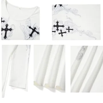 Women Y2K Long Sleeve Top Tee - Vintage Grunge Style