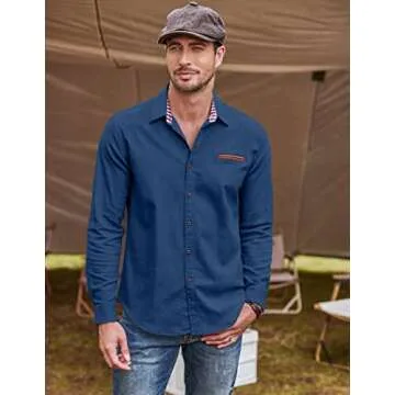 COOFANDY Men’s Lightweight Chambray Button Front Shirt