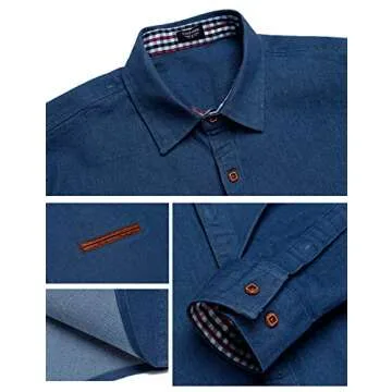 COOFANDY Men’s Lightweight Chambray Button Front Shirt