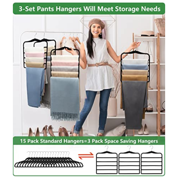 Space-Saving Velvet Pants Hangers for Closet Organization