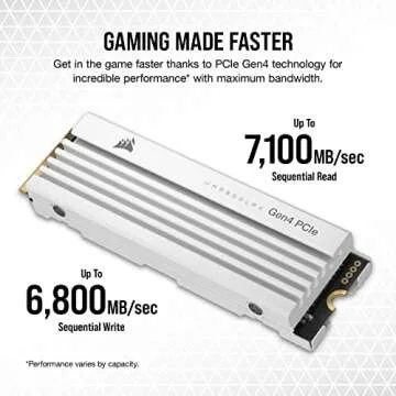 Corsair MP600 PRO LPX 1TB M.2 NVMe PCIe x4 Gen4 SSD - Optimised for PS5 (Up to 7,100MB/sec Sequential Read & 5,800MB/sec Sequential Write Speeds, High-Speed Interface, Compact Form Factor) White