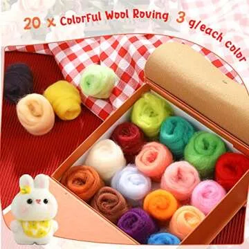 Mayboos Needle Felting Kit, Wool Roving 20 Colors Set, Wool Felting Tool Starter Kit Felt Molds with Portable Storage Box for DIY Craft Home Decoration