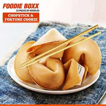 FOODIE BOXX Asian Instant Ramen Noodles Variety Pack with Cookies & Chopsticks (Original)