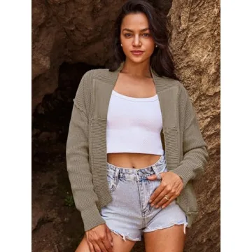 SENSERISE Womens Cardigan Sweaters Chunky Cable Knit Sweater Open Front Long Sleeve Outerwear Coats Fall Outfits(Light Coffee Brown,XL)