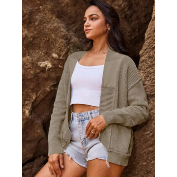 SENSERISE Womens Cardigan Sweaters Chunky Cable Knit Sweater Open Front Long Sleeve Outerwear Coats Fall Outfits(Light Coffee Brown,XL)