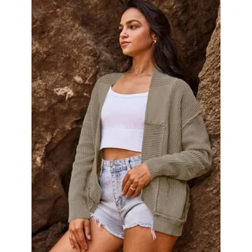 SENSERISE Womens Cardigan Sweaters Chunky Cable Knit Sweater Open Front Long Sleeve Outerwear Coats Fall Outfits(Light Coffee Brown,XL)