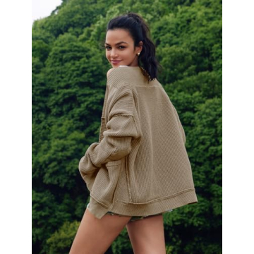 SENSERISE Womens Cardigan Sweaters Chunky Cable Knit Sweater Open Front Long Sleeve Outerwear Coats Fall Outfits(Light Coffee Brown,XL)