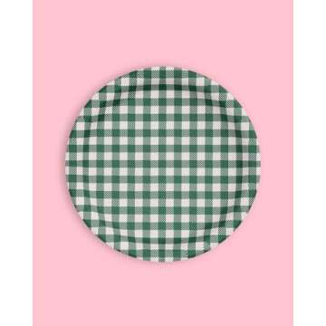 xo, Fetti Camp Gingham Paper Plates - 24 pk, 9" | Bachelorette Decorations, Camp Bride, Getting Lit + Getting Hitched, Gingham Birthday Party, Glamping Baby Shower Supplies, Cool Cake Plates