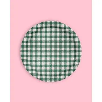 xo, Fetti Camp Gingham Paper Plates - 24 pk, 9" | Bachelorette Decorations, Camp Bride, Getting Lit + Getting Hitched, Gingham Birthday Party, Glamping Baby Shower Supplies, Cool Cake Plates