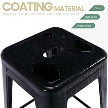 Vogue Furniture Direct 24" Bar Stools Black Backless Metal Barstools Indoor-Outdoor Counter Height Stools with Square Seat, Set of 2 - VF1571001