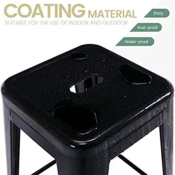 Vogue Furniture Direct 24" Bar Stools Black Backless Metal Barstools Indoor-Outdoor Counter Height Stools with Square Seat, Set of 2 - VF1571001