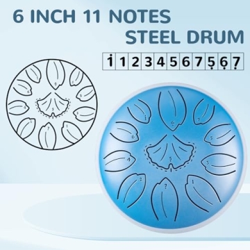 TUOKING Steel Tongue Drum 6 Inch 11 Notes C Key Rain Drum for Adults and Beginners, Handpan Drum Sou...