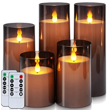 Homemory Gray Flickering Flameless Candles for Cozy Ambiance