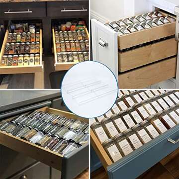 Spice Drawer Organizer, 6 Pcs Clear Acrylic In Drawer Seasoning Jars Rack, Expandable From 8" to 16"...