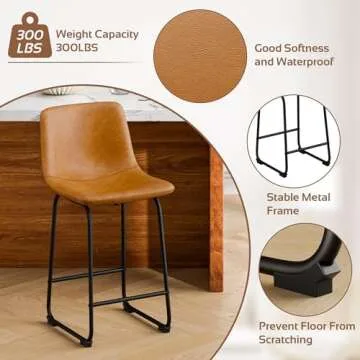 Aowos Bar Stools Set of 2, Modern Faux Leather Design