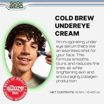 GOOD WEIRD Cold Brew Undereye - Vegan Caffeine Under Eye Serum Cream for Dark Circles and Wrinkles |...