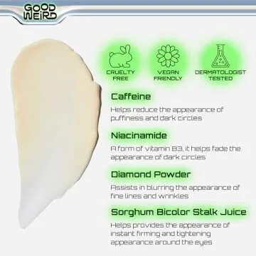 GOOD WEIRD Cold Brew Undereye - Vegan Caffeine Under Eye Serum Cream for Dark Circles and Wrinkles | For Men and Women | Brightening and Smoothing | Subtle Shimmer | Allure Award Winner 0.42 fl. oz.