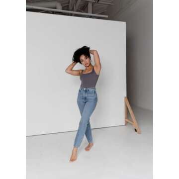 Almere Low Back Contour Thong Bodysuit, No Snap, Women's Bodysuit, No Bra Needed, Body Sculpt Bodysuit (Dark Grey, Medium)