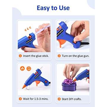 Wetopia Mini Hot Glue Gun with 30 Sticks - Safe and Fast