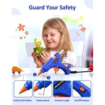 Wetopia Mini Hot Glue Gun with 30 Sticks - Safe and Fast