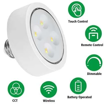 AIBOO Screw in Puck Lights, E26 Puck Lights with Remote, 2 Pack Battery Powered Puck Lights with Screw in Base for Non-Hardwired Wall Sconces Fixtures (Batteries Not Included)
