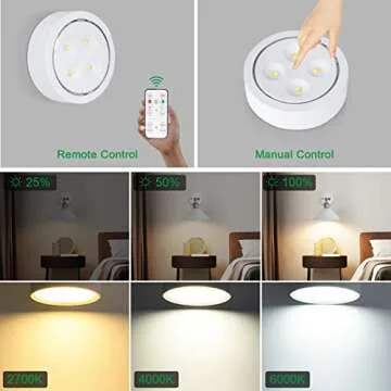 AIBOO Screw in Puck Lights, E26 Puck Lights with Remote, 2 Pack Battery Powered Puck Lights with Screw in Base for Non-Hardwired Wall Sconces Fixtures (Batteries Not Included)
