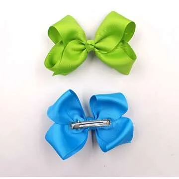CÉLLOT 40 PCS 4.5 Inch Hair Bows for Girls Grosgrain Ribbon Boutique Hair Bow Alligator Clips Hair Accessories for Baby Girls Toddlers Kids in Pairs