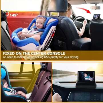 Itomoro Baby Car Mirror, View Infant in Rear Facing Seat with Wide Crystal Clear View,USB Easy Install baby car monitor 1080p