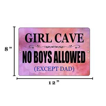 Funny No Boys Allowed Girls Sign - 12x8 Metal Decor