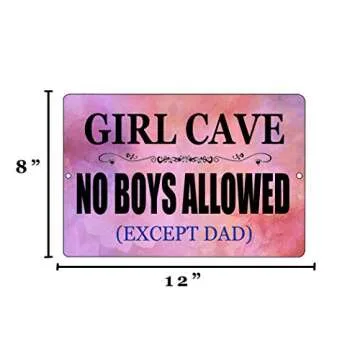 Funny No Boys Allowed Girls Sign - 12x8 Metal Decor