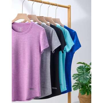 5 Pack of Women's Versatile Moisture-Wicking Workout Tees