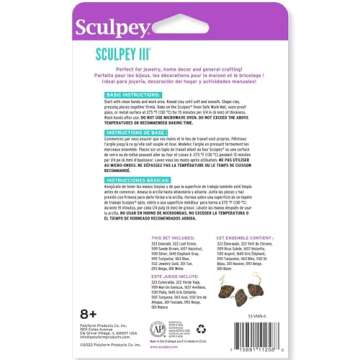 Sculpey III 12 Natural Colors of Polymer Oven-Bake Clay, Non Toxic 12 oz., great for modeling, sculpting, holiday, DIY & school projects. great for all skill levels Kids, beginners and artists!