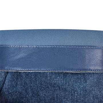 Yolkomo Denim Boots for Women Wide Calf High Wedge Heel Fold Over Platform Boots Denim Jean Y2K Punk Goth Wedge Boots Closed Round Toe Zipper Lock Knee High Shark Boots Blue Size 7