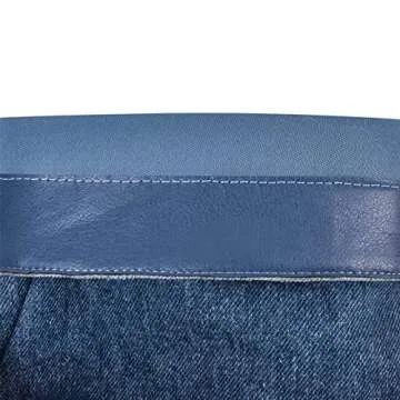 Yolkomo Denim Boots for Women Wide Calf High Wedge Heel Fold Over Platform Boots Denim Jean Y2K Punk Goth Wedge Boots Closed Round Toe Zipper Lock Knee High Shark Boots Blue Size 7