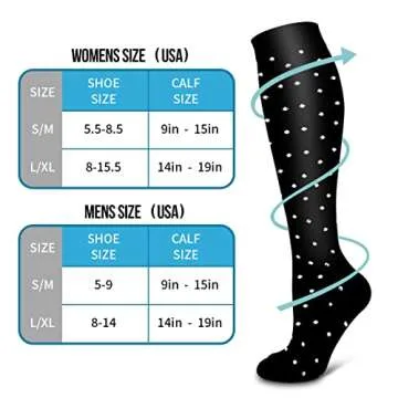 BLUEENJOY Copper Compression Socks for Women & Men (6 pairs) - Best Support for Nurses, Running, Hiking, Recovery