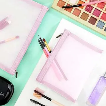 6 Portable Mesh Makeup Bags for Travel & Orgainzing