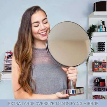 XXLarge Oversized 3X Weak Magnifying Mirror with Stand for Desk, Table, Retail Store Countertop, and Makeup Vanity - Double Sided 3X/1X Magnification - 17" Tall and 11" Wide
