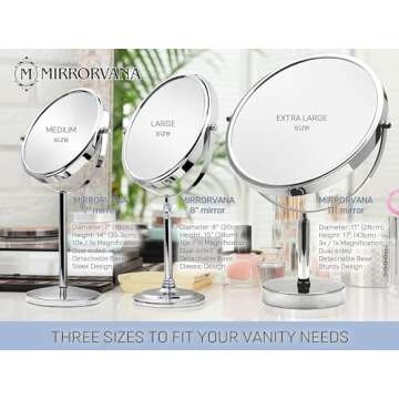 XXLarge Oversized 3X Weak Magnifying Mirror with Stand for Desk, Table, Retail Store Countertop, and Makeup Vanity - Double Sided 3X/1X Magnification - 17" Tall and 11" Wide