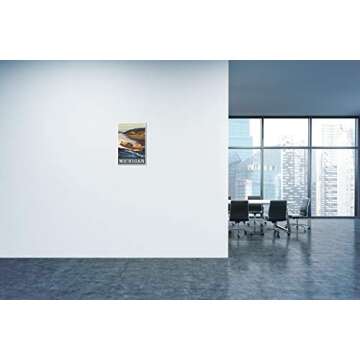 Art of Place Michigan Woodie Boat Lake Giclee Art Print Poster from Travel Artwork by Artist Paul A....