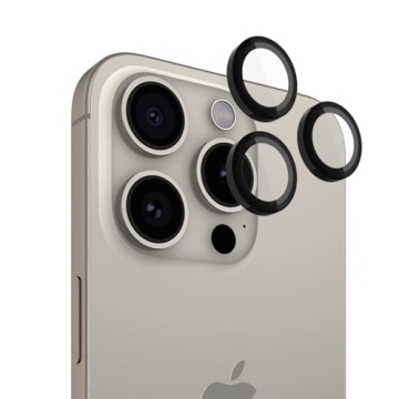 Pelican Camera Lens Protector w/ Aluminum Rings for iPhone 15 Pro Max/iPhone 15 Pro - 9H Tempered Gl...