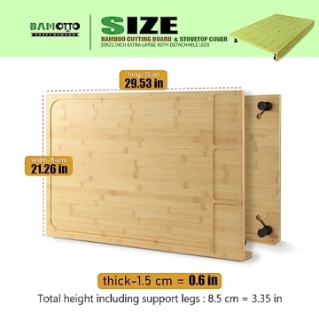 Extra Large Bamboo Cutting Board with Detachable Legs