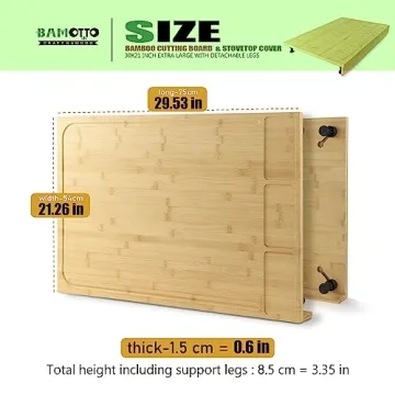 Extra Large Bamboo Cutting Board with Detachable Legs