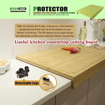 Extra Large Bamboo Cutting Board with Detachable Legs
