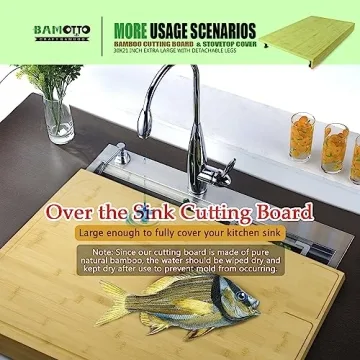 Extra Large Bamboo Cutting Board with Detachable Legs