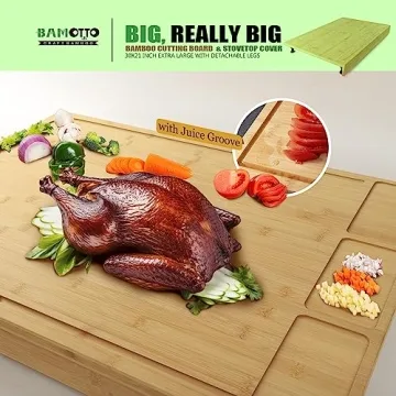 Extra Large Bamboo Cutting Board with Detachable Legs
