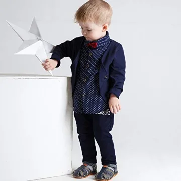 HZXVic Toddler Boy Suit Set - Navy Tuxedo Outfit 4T