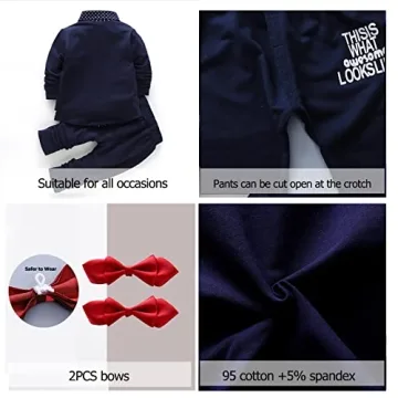HZXVic Toddler Boy Suit Set - Navy Tuxedo Outfit 4T