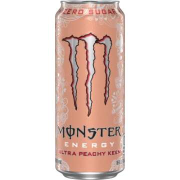 Monster Energy Ultra Peachy Keen - Sugar Free Energizing Drink, 16oz Pack of 24