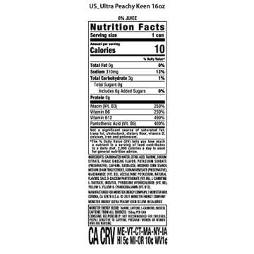 Monster Energy Ultra Peachy Keen - Sugar Free Energy Drink 16oz